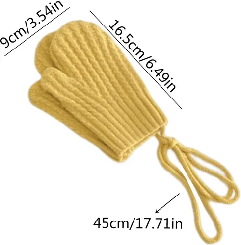 Vista 4 de Yimin Toddler Mitten String - Toddler Mittens with String Kids Warm Winter Full Finger Gloves Baby Thick Fleece Lined for Kid
