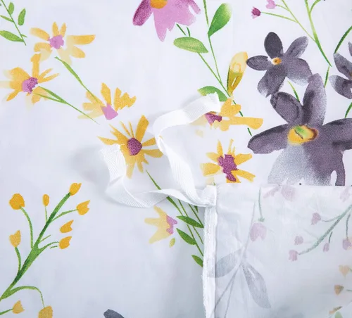 Vista 6 de Eikei Windflower Bedding Bloomfield - Juego de funda de edredón floral de 3 piezas de algodón botánico con naturaleza, vides, ramas, pájaros, Blanco