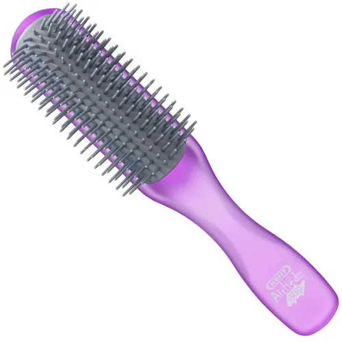 Vista 10 de Kent AHGLO01 Airhedz Glo Blue Cepillo de pelo desenredante estrecho medio redondo – 9 filas iónico antiestático no rayado largo cerdas de nailon
