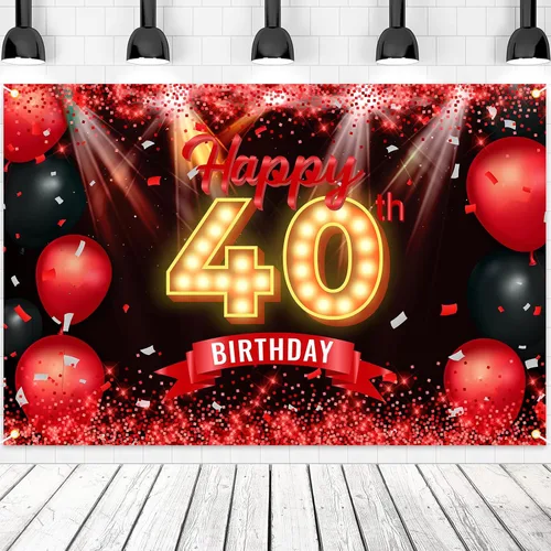 Vista 17 de Cartel de feliz cumpleaños 10 años, fondo rojo y negro, decoraciones de cumpleaños para niñas y niños de 10 años, artículos de fotografía