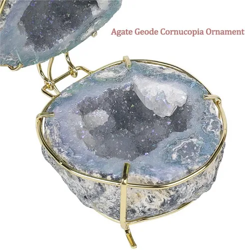 Vista 6 de Watch Boxes Crystal Geode - Caja de anillo irregular, 100 % natural de ágata de cristal, soporte de anillo de cuarzo recubierto de titanio