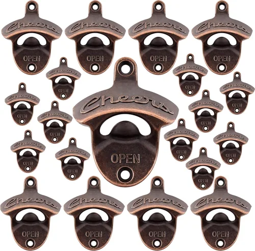 Vista 17 de Abridor de botellas de latón para montar en la pared, estilo vintage, bronce antiguo (paquete de 2)