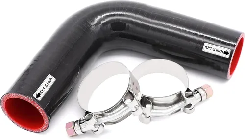Vista 13 de 90 Grados ID 1 Pulgada (25mm) Manguera de Acoplador Reductor de Silicona Negra, 4 Capas Reforzadas, Longitud de Pata 4 Pulgadas (102mm) con 2