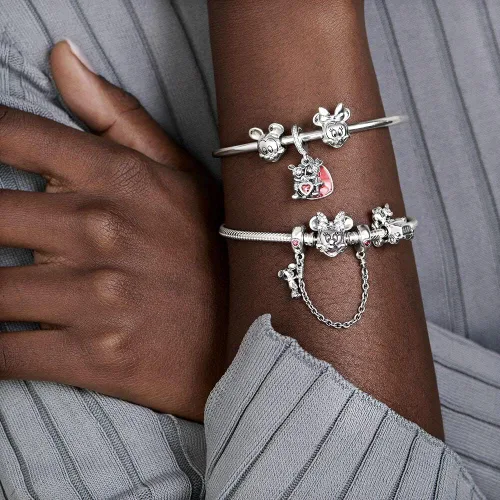 Vista 6 de TopLAD Dije de amor de ratón para pulseras de plata 925 DIY joyería de moda, Plata, plateado