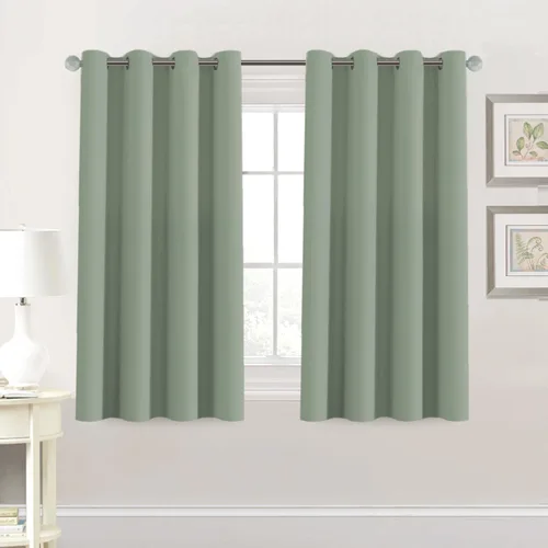 Vista 126 de Cortina opaca para puerta de armario, división de habitación, cortina de tratamiento de ventana para dormitorio, cortina de privacidad con Verde