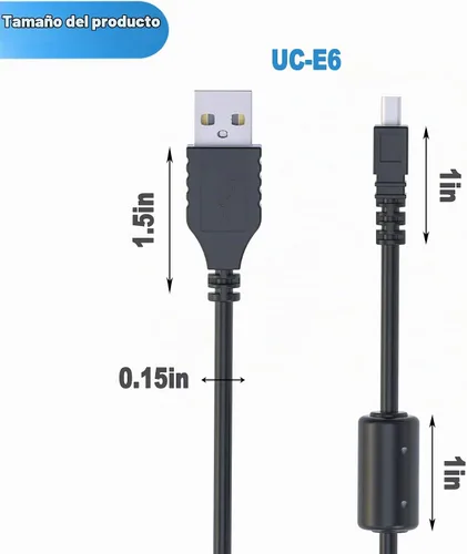 Vista 5 de Ancable Cable USB UC-E6, 3 pies USB Mini-B Negro