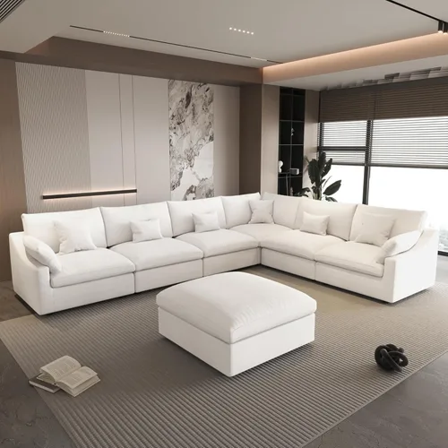 Vista 21 de Sofá seccional de 83 pulgadas para sala de estar, sofá modular relleno de plumón, sofás en forma de L con otomana, sofá convertible, fundas de sofá