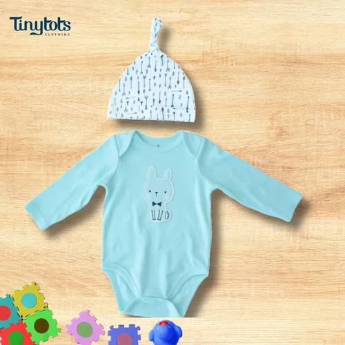 Vista 3 de Tiny Tots Conjunto de ropa de bebé de 3 piezas para recién nacido con pantalones + manga larga + gorro Ropa de bebé niño