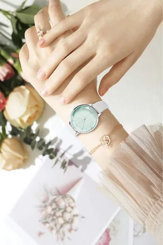 Vista 7 de SK - Reloj de pulsera para mujer, correa de piel, de cuarzo, reloj de lujo japonés de cuarzo.