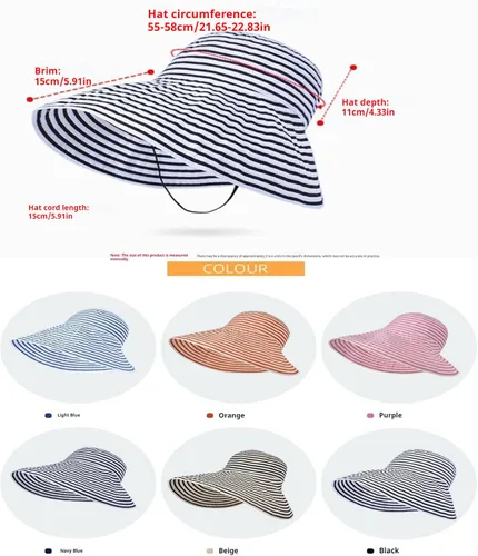 Vista 7 de Sombrero de visera para el sol para mujer, de ala ancha, UPF 50+, protección UV, enrollable, sombrero de pesca Beige