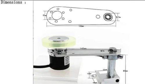 Vista 4 de CALT GHW38 - Juego de soporte de montaje con rueda de goma de 200 mm, medidor de posición, codificador rotatorio de pulso de 200PPR, salida
