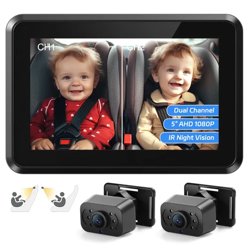 Vista 9 de Itomoro Espejo de coche para bebé, cámara de coche para asiento trasero con pantalla de función de visión nocturna HD, soporte de ventosa