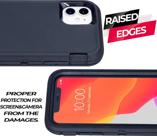 Vista 6 de Funda para iPhone 11 (6.1 pulgadas) con 2 protectores de pantalla Resistente cuerpo completo de grado militar protección contra caídas Funda