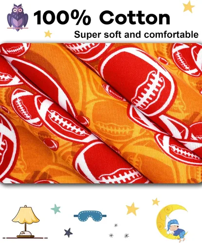 Vista 5 de KOBERO Boys Pajamas 4 Pieces Long Set 100% Cotton Sleepwear Size 18 Months-12 Years