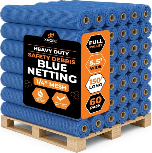 Vista 45 de Red de seguridad para construcción Xpose 8.5' x 150', 1/4" Mesh Scaffold Safety Net, Temporary Material Roll, Visibility Fence, Heavy-Duty Fire