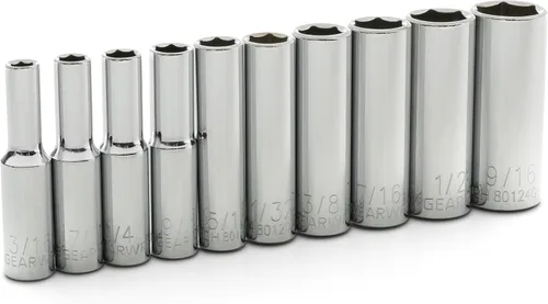 Vista 4 de GEARWRENCH 10 Pc. 1/4" Drive 6 Pt. Juego de llaves de vaso profundas, SAE - 80305