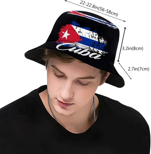 Vista 3 de Fashion Cuba Cuban Art Flag Bucket Hat Cuban Flag Fisherman Hat Print Beach Hat Packable Outdoor Travel for Women Men