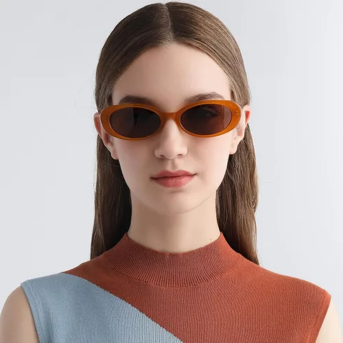 Vista 2 de CARFIA Gafas de sol ovaladas retro de acetato para mujer, polarizadas, protección solar UV, gafas de moda novedosas CA5501