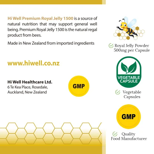 Vista 5 de Paquete de 3 cápsulas Hi Well Premium Royal Jelly 1500 300 verduras