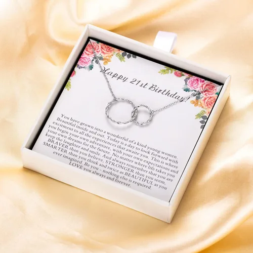 Vista 4 de AM ANNIS MUNN Regalos de 21 cumpleaños para ella, collares de plata de ley 925 para mujeres, regalos de cumpleaños 21 para mujeres, hija, gitfs