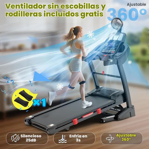Vista 3 de Cinta de correr con inclinación automática del 15% de capacidad de 400 libras, máquina de correr plegable de 5.1 HP para el hogar con mango