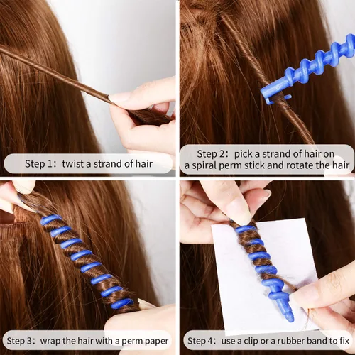 Vista 7 de WILLBOND - 40 piezas de varillas de permanente de cabello en espiral de plástico largas, herramientas de peinado de barbería para rizar el cabello