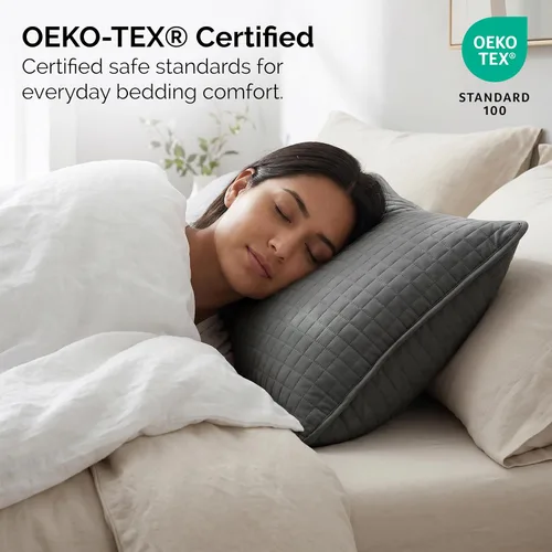 Vista 2 de Fundas Southshore Fine Linens Vilano Springs, para almohada, acolchadas, Microfibra, Pizarra, 20" x 36" 15 - Pizarra
