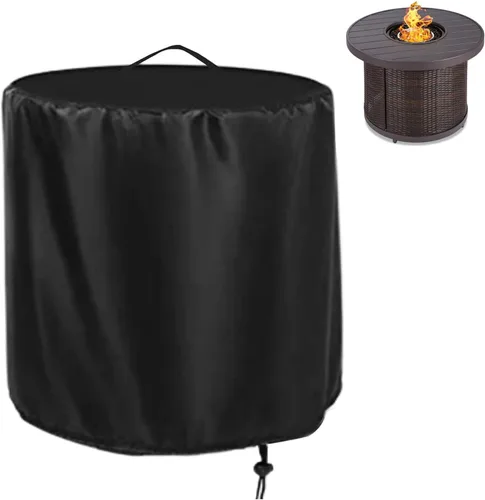 Vista 14 de Cubierta rectangular para fogata, impermeable, para mesa de fuego de gas propano al aire libre, 28 pulgadas de largo x 28 pulgadas de ancho x 24