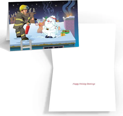Vista 5 de Stonehouse Collection Tarjetas navideñas de bomberos – 16 tarjetas navideñas en caja de bomberos, rescate de bomberos, camión de bomberos (surtido)