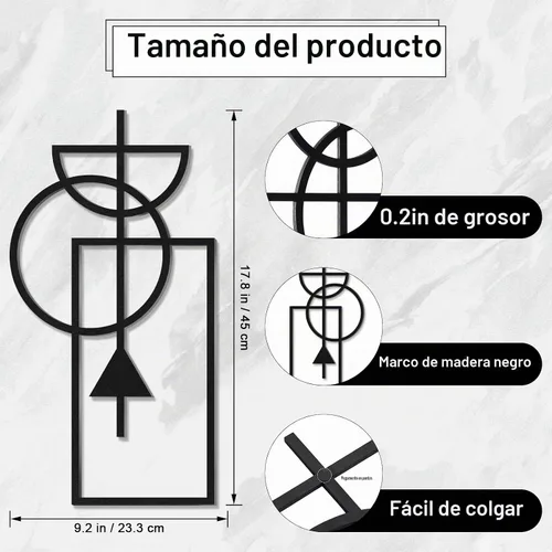 Vista 3 de Zzbakress Arte de pared, 2 piezas de decoración abstracta moderna geométrica de madera, 17.8 x 9.3 pulgadas, sala de estar, estilo 1