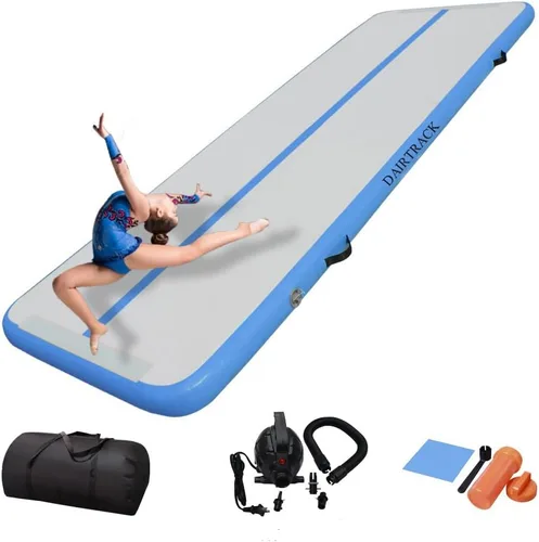 Vista 11 de DAIRTRACK Colchoneta inflable de gimnasia de 10/13/16/20 pies para uso doméstico/gimnasio/entrenamiento/animadora/yoga/agua