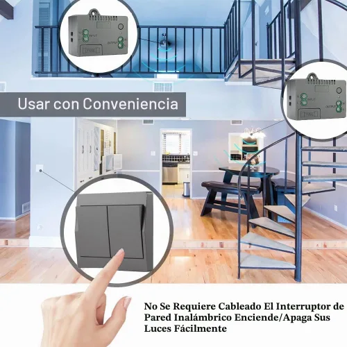 Vista 5 de Interruptor de luz inalámbrico autoalimentado, control remoto con rango