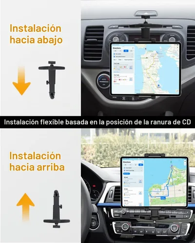 Vista 4 de Soporte para tablet con ranura para CD de automóvil con brazo ajustable, rotación universal de 360° para camión, reproductor de CD y tableta