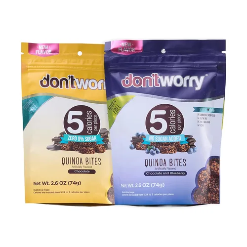 Vista 9 de Don't Worry Bocados orgánicos de quinua Sabor a nuez de chocolate y almendras Caramelo sin azúcar, 4 calorías por pieza, galletas cetogénicas