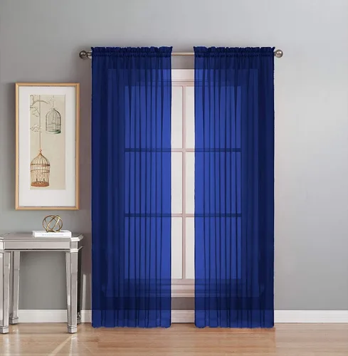 Vista 19 de Interior Trends Juego de 2 paneles de cortina de gasa transparente totalmente cosidas para ventana con cortinajes (63 pulgadas de largo, ladrillo)