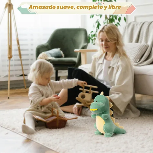Vista 3 de Animal de peluche de dinosaurio, lindo peluche de dinosaurio suave de 12 pulgadas, juguetes de peluche para niños y niñas, bebés y niños (verde)