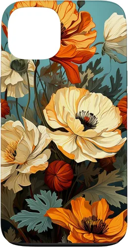 Vista 7 de Funda de flores mexicanas para iPhone 12 Pro Max Marigold Flower and Teal Aqua Blue Cyan