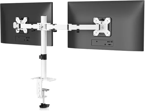 Vista 14 de Suptek Soporte de escritorio para monitor doble, brazo de monitor doble ajustable para 2 pantallas de computadora de hasta 27 pulgadas, poste extra