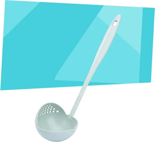 Vista 7 de Cuchara de sopa de paja de trigo 2 1 Cucharas de gachas de mango largo Cucharas de sopa Laddle Suministros de cocina Cuchara de paja de trigo