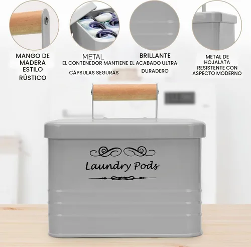 Vista 4 de ELITAPRO Soporte para cápsulas de lavandería - Moderno contenedor de cápsulas de lavandería de granja - Contenedor de cápsulas de detergente