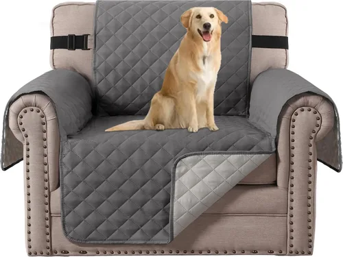 Vista 42 de H.VERSAILTEX Funda de sofá resistente al agua para sofá de 3 cojines, reversible, protector de muebles acolchado con correa elástica, funda de sofá