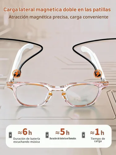 Vista 8 de Gafas Bluetooth para mujeres y hombres con Bluetooth 5.4, gafas de traducción con bloqueo de luz azul y lentes de cambio de color, asistente de voz
