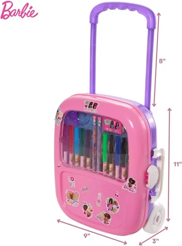 Vista 4 de Juego de Colorear y Enrollar de Barbie con Estuche de Transporte, Pegatinas y Suministros Artísticos