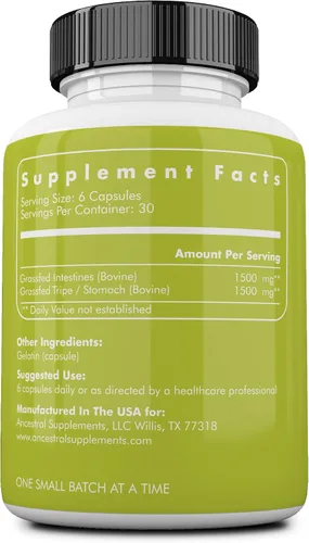 Vista 2 de Ancestral Supplements Cápsulas para intestinos de ternera, soporte
