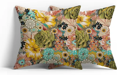 Vista 10 de Fundas de almohada con patrón bohemio de doble cara, fundas de almohada retro con diseño floral de mandala hippie, decoración retro, fundas