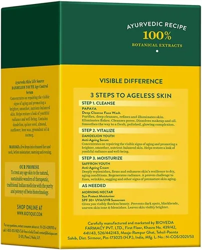 Vista 2 de Biotique Bio Dandelion Visibly Ageless Serum Para Todo Tipo de Piel, 1.4 fl oz