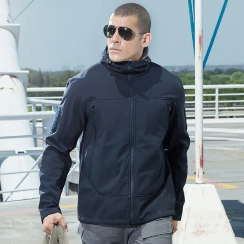Vista 6 de FREE SOLDIER Chaqueta de senderismo Softshell para hombre, impermeable, con capucha, táctica, cazadora