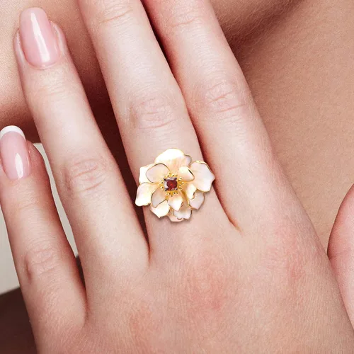 Vista 5 de Santuzza Anillo de plata de ley 925 con diseño de flores esmaltadas para mujer