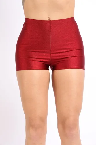 Vista 4 de TOO HOT FASHIONS Pantalones cortos de nailon para mujer, sexy, cómodos, de cintura alta, brillantes, para baile, correr, discoteca, rave, club