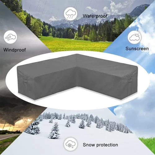 Vista 6 de Fundas de sofá impermeables 420D para muebles de patio, jardín, sofá seccional, resistente a la intemperie, resistente, protector en forma de L